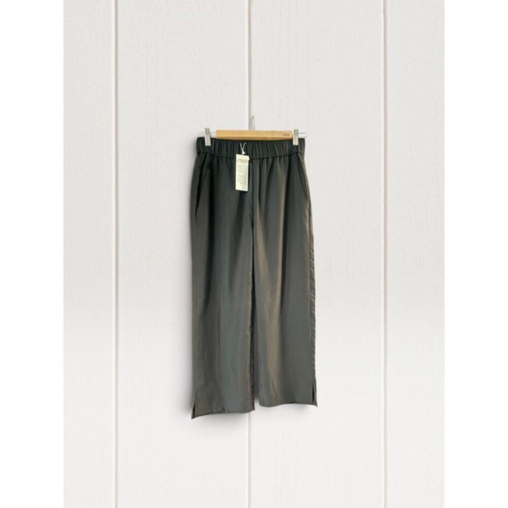 Eileen Fisher Sandwashed Tencel Ankle Wide-Leg Pants Black XXS NWT